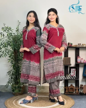 Sindhu premium rayon silk two piece for women in maroon color